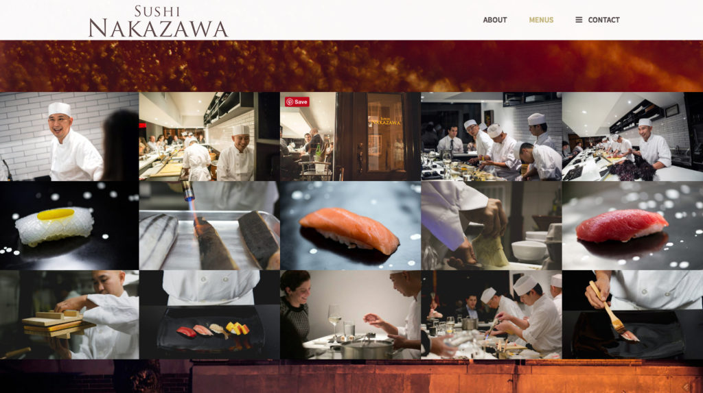 Site do restaurante Sushi Nakazawa