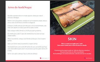 Trechos das receitas: Arroz do SushiNogue e Skin